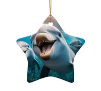 Décoration de sapin de Noël en céramique avec imprimé dauphin mignon