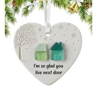 Décoration de sapin de Noël - En céramique - En forme de cœur - Décoration à suspendre - Pour adolescents, adultes, femmes, voisins