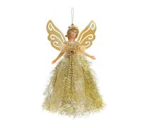 Décoration de sapin de Noël en forme d'ange avec ailes brillantes - 19 x 12 cm - Doré