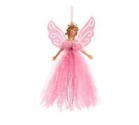 Décoration de sapin de Noël en forme d'ange avec ailes brillantes - 19 x 12 cm - Rose