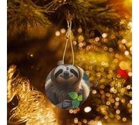 Décoration de sapin de Noël en forme d'animal paresseux de mon esprit - Décoration ronde à suspendre en céramique double face avec corde dorée - Décoration de sapin de Noël 2025 pour Nouvel An, fête