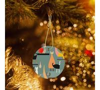 Décoration de sapin de Noël en forme de chats d'art moderne du milieu du siècle - Décoration ronde à suspendre en céramique double face avec corde dorée - Décoration de sapin de Noël 2025 pour Nouvel