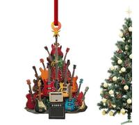 Décoration de sapin de Noël en forme de guitare - 8 x 5 cm - Décoration de Noël en acrylique - Décoration musicale - Décoration d'arbres festifs, ornements de Noël créatifs