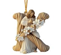 Décoration de sapin de Noël en forme de lettre Jésus pour sapin de Noël | Ornements de Noël 2D pour Noël, religieux, chrétiens et Pâques