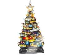 Décoration de sapin de Noël en forme de livre - Tous les livres pour Noël - Amateur de lecture | Cadeau de rat de bibliothèque - Décoration de Noël 2025 - Cadeaux d'éléphant blanc - Décoration