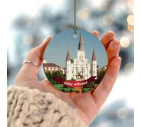 Décoration de sapin de Noël en forme de paysage urbain de la Nouvelle-Orléans, histoire américaine, cercle en céramique, souvenir élégant pour décorations de fête de Noël