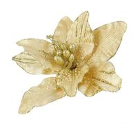 Décoration de sapin de Noël en forme de poinsettia à paillettes - Jaune | Pour une finition pailletée étincelante, une couleur rouge attrayante, un mélange de tissu et de plastique léger