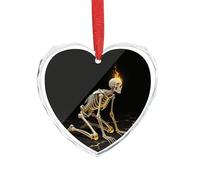 Décoration de sapin de Noël en forme de tête de mort - Élégantes décorations de Saint-Valentin en verre de cristal en forme de cœur pour arbre, maison et cadeau