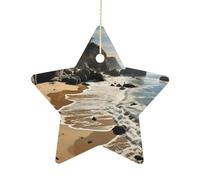 Décoration de sapin de Noël en forme d'étoile en céramique à suspendre sur la côte du Pacifique - Décoration pour sapin de Noël - Décoration de fête de famille