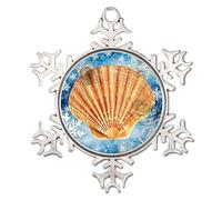 Décoration de sapin de Noël en métal sur le thème nautique de l'océan, de la plage, des coquillages sous-marins, des coquillages, des flocons de neige, des animaux marins, une œuvre d'art unique,
