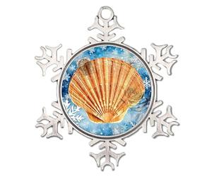 Décoration de sapin de Noël en métal sur le thème nautique de l'océan, de la plage, des coquillages sous-marins, des coquillages, des flocons de neige, des animaux marins, une œuvre d'art unique,
