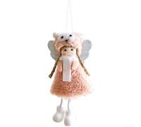 Décoration de sapin de Noël en peluche douce avec pendentif ange fille en tissu léger pour une utilisation décorative saisonnière (poudre)