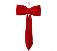 Décoration de sapin de Noël en velours avec nœud en tissu doux - Rouge et vert - Design minimaliste moderne à suspendre - Plusieurs tailles - 1 pièce (30 cm, rouge)