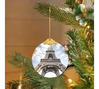 Décoration de sapin de Noël en verre à suspendre - Tour Eiffel - Monument de Paris français - Décorations de sapin de Noël pour fête, mariage, cheminée extérieure