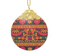 Décoration de sapin de Noël en verre style folk mexicain bohème 2025 rond à suspendre pour fête, mariage, cheminée en plein air