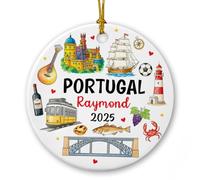 Décoration de sapin de Noël en voyage au Portugal, nom personnalisé Lisbonne Portugal, décoration de Noël, décoration patrimoine portugais, cadeaux pour touriste, décoration souvenir en céramique