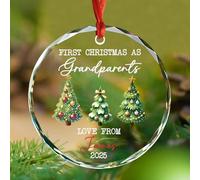 Décoration de sapin de Noël « First Christmas As Grandparents » - Décoration de Noël personnalisée en verre pour grand-mère et grand-père 2025 - Cadeau pour la première fois d'être grands-parents