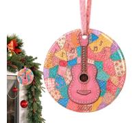 Décoration de Sapin de Noël Guitare Ornement Acrylique 2D en Forme de cœur | Souvenir Décoratif de Notes de Musique Pour musiciens, maison, bureau, entrée, porte,