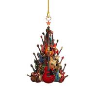 Décoration de sapin de Noël - Ornement de guitare acoustique - Décoration de sapin de Noël Rockin' Around The Guitar - 2D Flat Stacking Rock - Décoration de Noël musicale pour les amateurs de musique