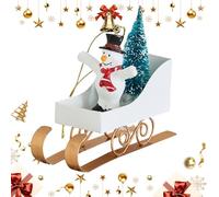 Décoration de sapin de Noël | Ornement traîneau tenant un sapin de Noël | Pendentif en fer pour cheminée, cheminée, table, porte, mur, intérieur ou extérieur, fête de famille