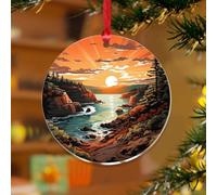 Décoration de sapin de Noël, parc national de l'Acadie, paysage naturel, ferme, souvenir, disques en acrylique transparent, forêt, montagnes, peinture, œuvre d'art, souvenir pour décoration d'arbre de