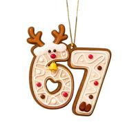 Décoration de sapin de Noël - Pendentif en forme de chiffre 67, décoration de Noël bizarre en acrylique 2D avec corde pour arbres d'intérieur, maison, Thanksgiving, décoration festive et accessoires