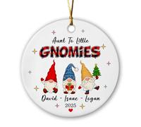 Décoration de sapin de Noël personnalisée de la part des nièces et des neveux, ornements en céramique pour tante 2025, noms personnalisés nains de Noël, décoration de vacances pour tante