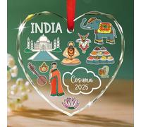 Décoration de sapin de Noël personnalisée en verre souvenir de l'Inde 2025, nom personnalisé/année Taj Mahal Agra, voyage de vacances, cadeau pour la famille, les amoureux des voyages