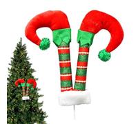 Décoration de sapin de Noël, piques à rayures blanches, rouges, vertes | Piques de jambe rayées, blanc, rouge, vert, ajoute du caractère festif aux présentoirs d'arbres, cheminées, porches