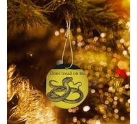 Décoration de sapin de Noël ronde en céramique à suspendre « Don't Tread On Me » - Pendentifs de Noël imprimés double face pour Noël, fête de famille, décoration de vacances