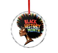 Décoration de sapin de Noël, souvenir commémoratif du mois de l'histoire noire en verre, cercle amusant à suspendre pour décoration d'intérieur, cadeau pour femme afro-américaine, 7,6 cm