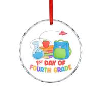 Décoration de sapin de Noël, souvenir commémoratif en verre du 1er jour de quatrième année, cercle amusant à suspendre pour décoration d'intérieur, cadeaux pour enfants, filles, fils, 7,5 cm