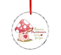 Décoration de sapin de Noël « There's So Mushroom In My Heart For You » - Souvenir commémoratif en verre à suspendre - Décoration d'intérieur - Cadeau pour chéri - 7,5 cm