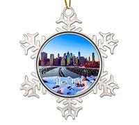 Décoration de sapin de Noël USA City New York Souvenirs de ville Cadeau de voyage Flocon de neige en métal Ornements de Noël souvenirs Villes de New York States Décorations de sapin de Noël