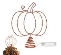 Décoration de sapin de Thanksgiving - Petite citrouille en métal - Avec | Pointe d'arbre d'automne pour enfants, bureau, église, vacances, fête, cheminée, fenêtre, intérieur, extérieur, hiver, festif