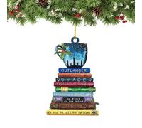 Décoration de sapin en acrylique - Décoration de Noël 2D plate | Décoration de Noël à suspendre pour amoureux, lecture, enseignant, bibliothécaire, livre nerd, amis, souvenir