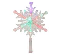 Décoration de sapin en forme de flocon de neige avec 10 stalactites en cristal - Fonctionne à piles - Étoile lumineuse à DEL pour décorations de Noël d'intérieur ou de fête - Ensemble à suspendre