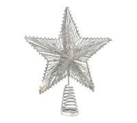 Décoration de sapin en forme d'étoile avec design en métal pailleté pour sapin de Noël, ajoute de l'élégance et une touche de vacances étincelante aux décorations saisonnières (30 cm, argenté)