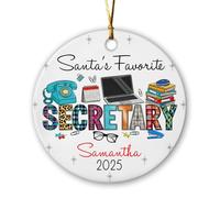 Décoration de secrétaire personnalisée en céramique pour sapin de Noël 2025, décorations de Noël préférées du Père Noël, nom/année personnalisés, décoration de Noël pour secrétaires, hommes, femmes