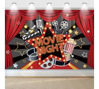 Décoration de soirée cinéma, Toile de fond de bannière de Movie Night pour soirée cinéma Tapis rouge Approvisionnement de fête d’anniversaire, Décoration de fête à thème de cinéma, 180x120cm