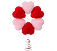 Décoration de sommet de sapin de Saint-Valentin en forme de cœur floqué pour la Saint-Valentin