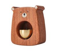 Décoration de sonnette de porte - Statue de cloche d'ours en bois pour un temps de jeu amusant - Adorable ornement avec son net, jouet de table interactif et accessoire décoratif pour les tout-petits