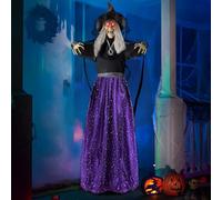 Décoration de sorcière animée à Suspendre 119,4 cm avec Yeux Lumineux et Fonction d'activation du Son pour Halloween hanté, décoration d'halloween à Suspendre