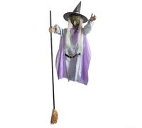 Décoration de sorcière animée d'Halloween, 1,8 m de haut avec activation sonore et yeux lumineux, pour extérieur, jardin, maison hantée, pelouse (violet)