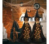 Décoration de sorcière d'Halloween, décoration d'Halloween lumineuse avec nœud et chapeau, sorcière lumineuse effrayante H-alloween D-ecor, accessoires effrayants W-Itch H-alloween pour pelouse tombe