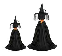 Décoration de sorcière d'Halloween lumineuse avec nœud et chapeau, sorcière lumineuse effrayante H-alloween D-ecor, accessoires effrayants W-itch H-alloween pour pelouse tombe en plein air