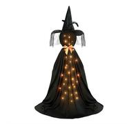 Décoration de sorcière d'Halloween lumineuse avec nœud et chapeau, sorcière lumineuse effrayante H-alloween D-ecor, accessoires effrayants W-itch H-alloween pour pelouse tombe en plein air