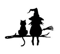 Décoration de sorcière et de jardin de chat - de sorcière en métal - Décoration extérieure d'Halloween - Panneau de jardin sorcière et chat