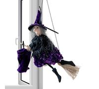 Décoration de sorcière Halloween | Figurine flottante de sorcières avec balai, accessoires décoratifs de jardin, fournitures pour fêtes d'intérieur et d'extérieur pour pelouse et maison