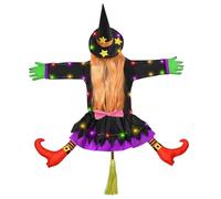 Décoration de sorcière s'écrasant sur Un Arbre, 28 x 100 cm, décoration d'halloween pour extérieur, Porche, clôture, Cour, Batterie Non Incluse